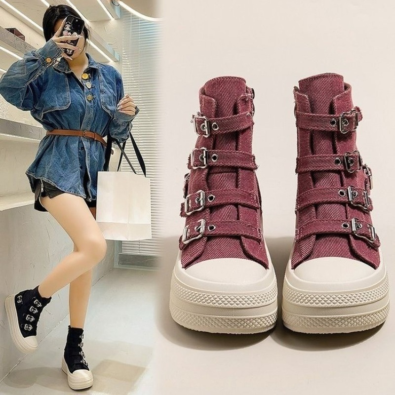 Women'S Shoes - レディースシューズ 2025年春夏新作 カジュアル万能 ハイカット 厚底 スモールボードシューズ