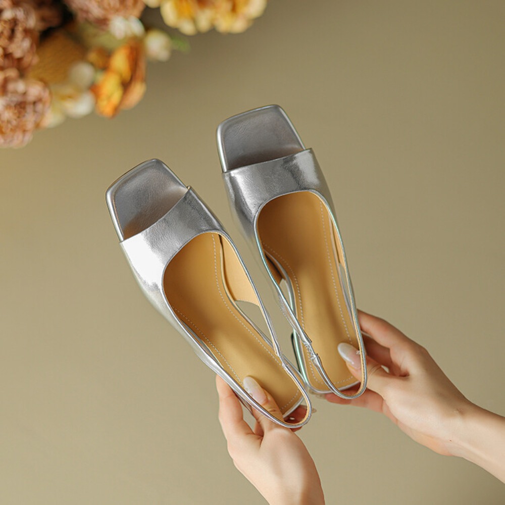 Sandals - 快適なソフトインソールメタリックキトゥンヒールミュール女性用バックレススリッポンサンダルデイリーウェディング宴会夏レディースドレススリッパ