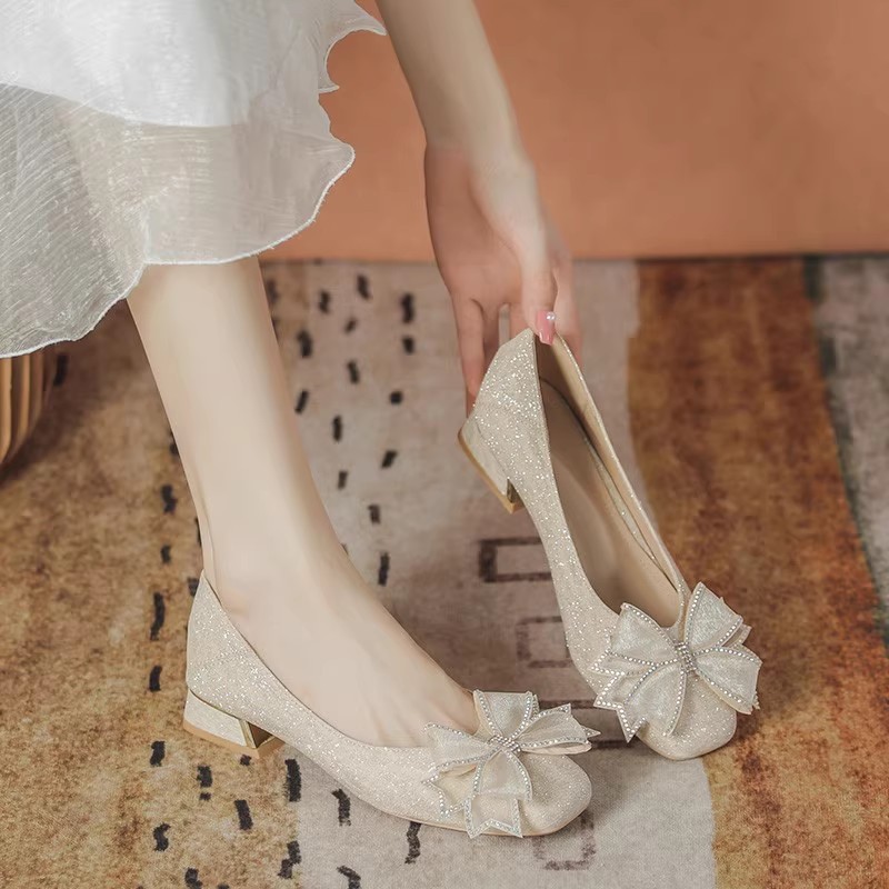 Women'S Shoes - 2025年レディース秋新作イブニングシューズ、ソフトソール、ローカット、ウェディングシューズ、普段履き、快適、ポリウレタンソール、ラバーアッパー