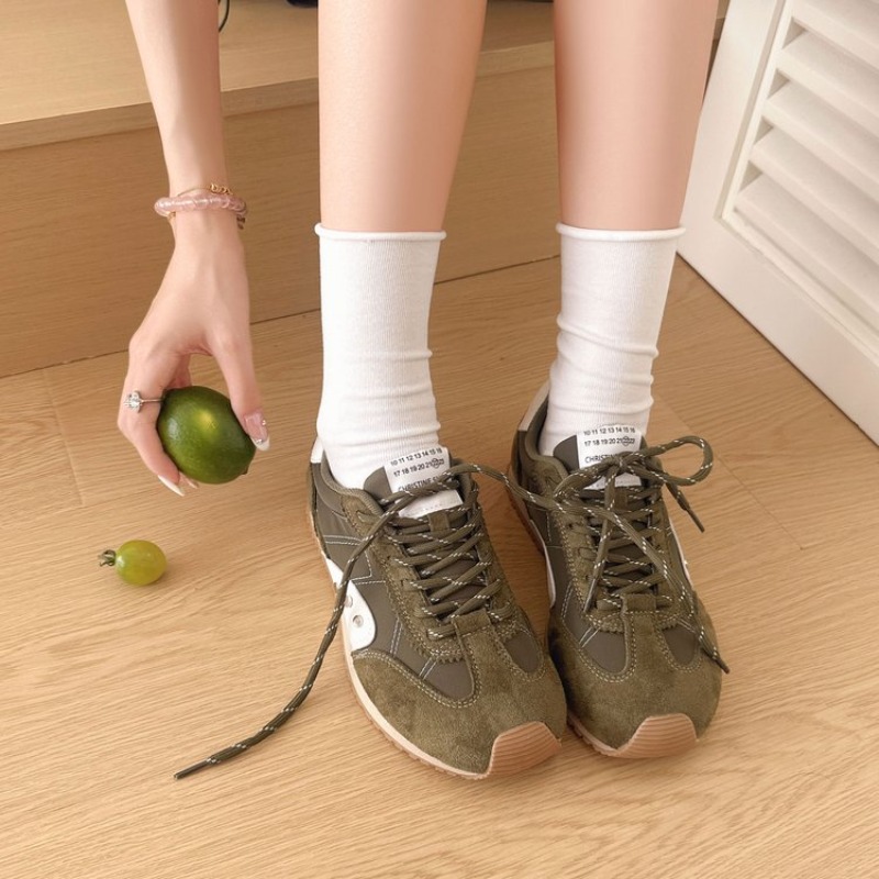 Running Shoes - レトロカラーブロックスニーカー女性ソフトフラットランニングシューズレースアップマルチカラーカジュアルウォーキングシューズアウトドアヴィンテージトレーナー
