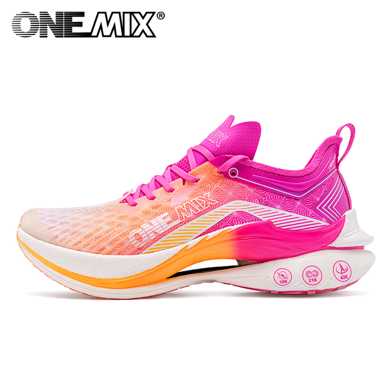 Reflective Night Running Shoes - ONEMIX 女性カーボンプレートランニングシューズクッション通気性耐摩耗性弾性サポートマラソントレイルレーシング屋外トレーニング