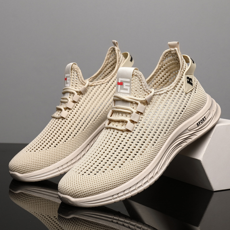 Shock Absorbing Gym Trainers - 軽量メッシュニットトレーナー男性ソフトクッションソールデイリーウォーキングスニーカーノンスリップ通気性アウトドアジムランニングシューズ