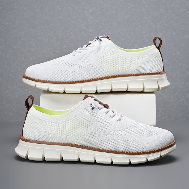 Knit Fabric Lace Up Sneakers - 2026年新作 メンズ通気性ニットメッシュローファー 軽量レースアップカジュアルウォーキングシューズ 大きいサイズ 快適デイリースニーカー