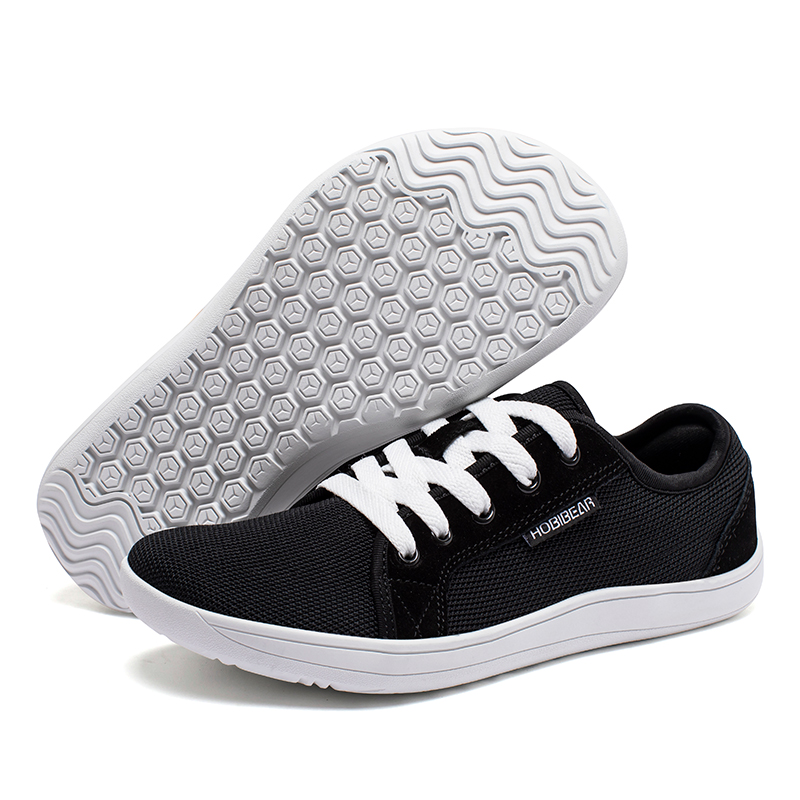 Wide Toe Box Running Sneakers - HOBIBEAR ワイドつま先裸足靴レディースメンズアウトドアレースアップランニングスニーカーゼロドロップ快適なカジュアルシューズ
