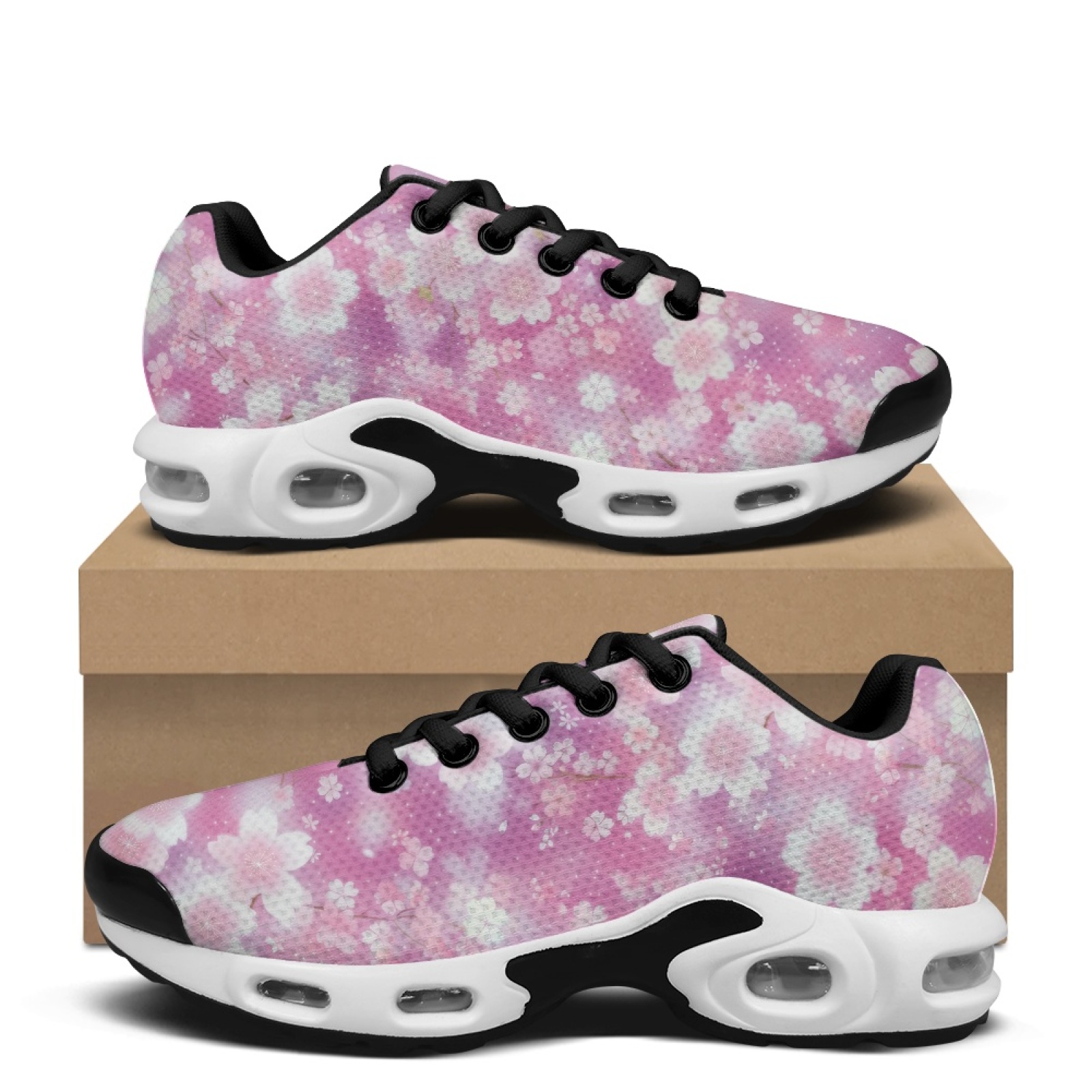 Air Cushion Jogger Shoes Men - PENSTROLL ピンク花柄エアクッションメッシュジョガーアスレチックスニーカー メンズ ニットメッシュスニーカー メンズランニングシューズ