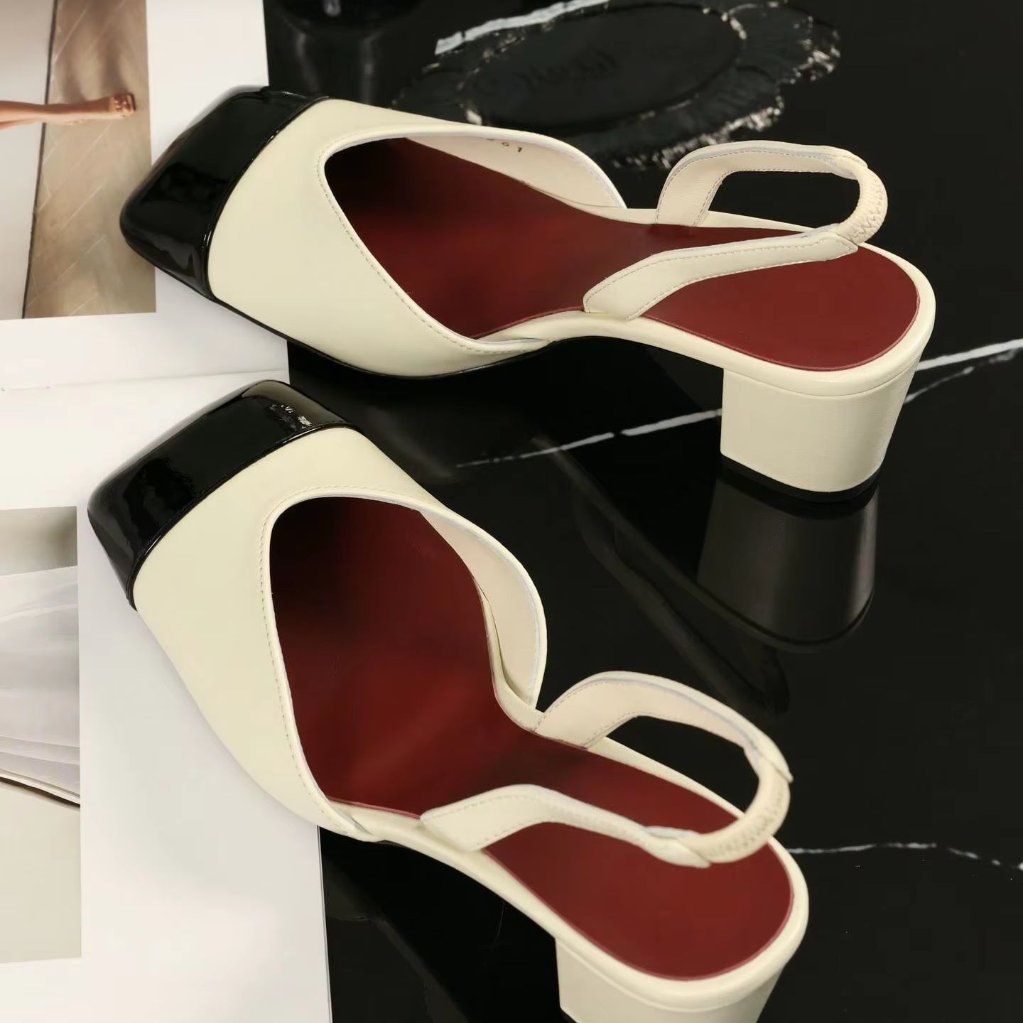 レディース スリングバック パンプス ツートン クリーム ブ - Sandals のレビューと価格