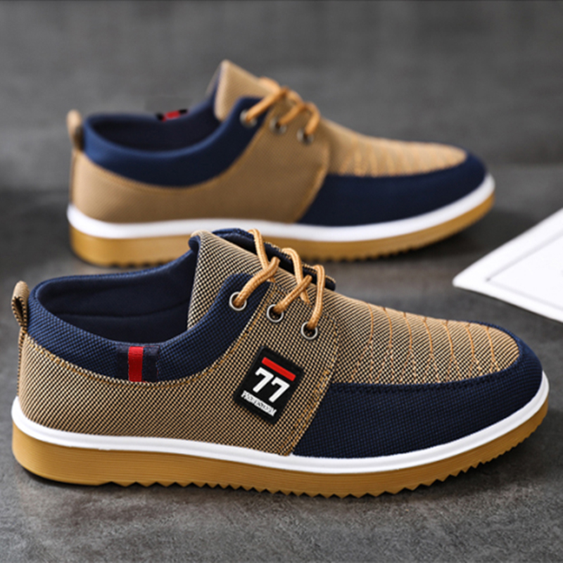 最新のファッショントレンドメンズシューズ カジュアルスポーツ - Knit Fabric Lace Up Sneakers のレビューと価格