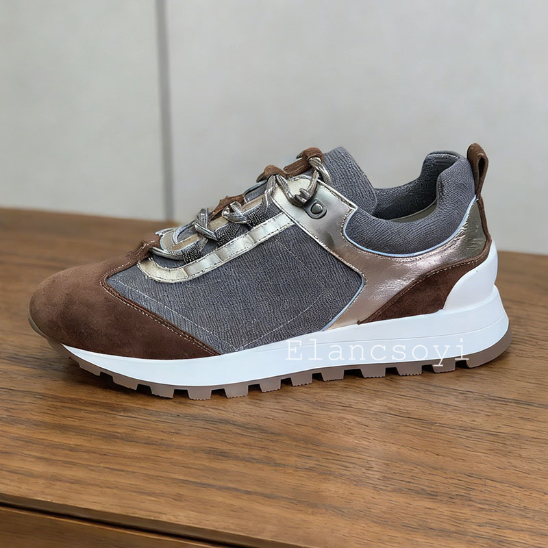 スニーカー女性レースアップストリングビーズ装飾フラット厚底ウ - Knit Fabric Lace Up Sneakers のレビューと価格