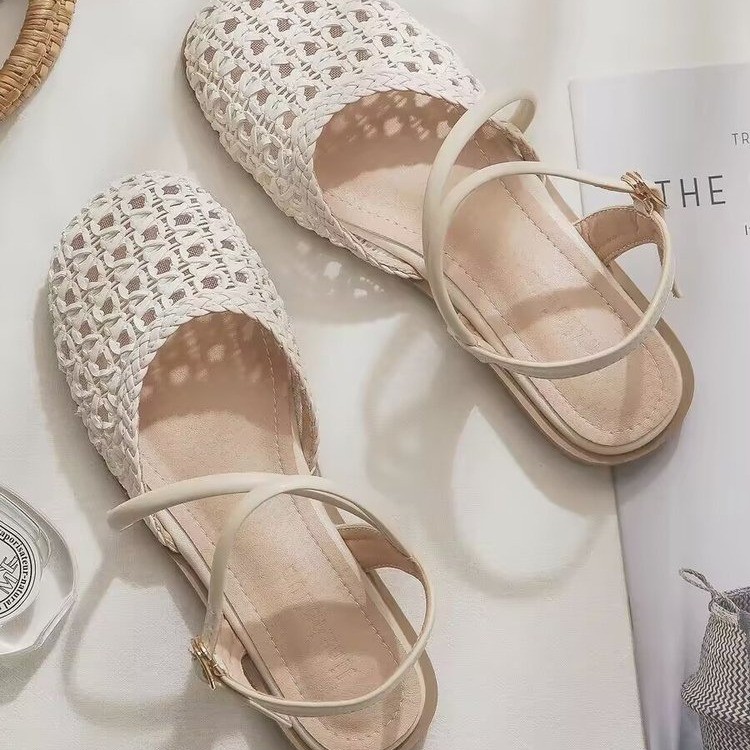 女性用フレンチスタイルクローズドトゥサンダル、夏用中空シング - Sandals のレビューと価格