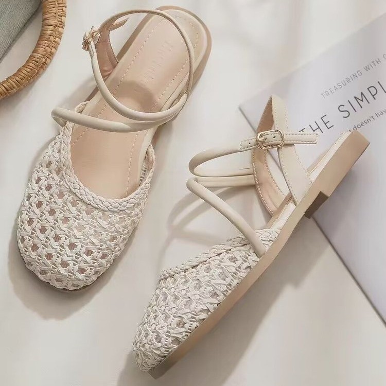 女性用フレンチスタイルクローズドトゥサンダル、夏用中空シング - Sandals のレビューと価格