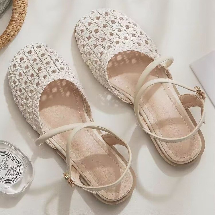 女性用フレンチスタイルクローズドトゥサンダル、夏用中空シング - Sandals のレビューと価格