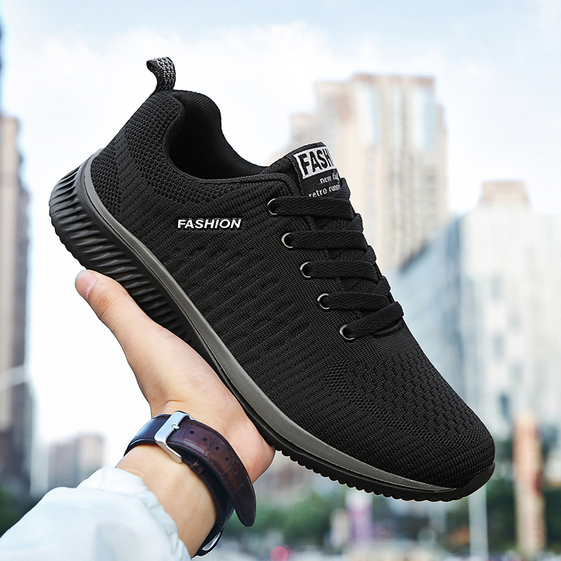 YRZL スポーツシューズ男性用靴スニーカー黒の靴カジュアル - Knit Fabric Lace Up Sneakers のレビューと価格
