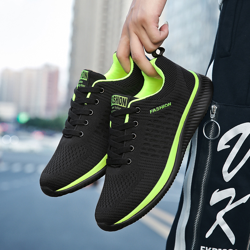 YRZL スポーツシューズ男性用靴スニーカー黒の靴カジュアル - Knit Fabric Lace Up Sneakers のレビューと価格