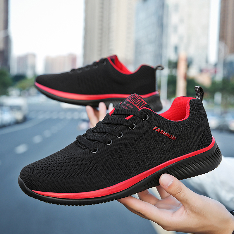 YRZL スポーツシューズ男性用靴スニーカー黒の靴カジュアル - Knit Fabric Lace Up Sneakers のレビューと価格