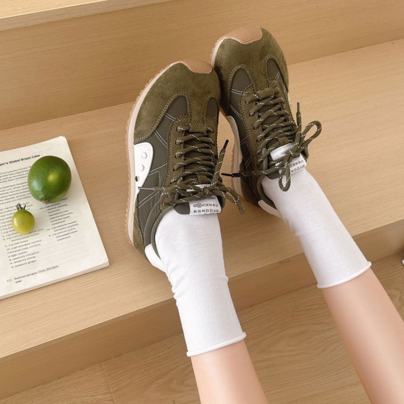 レトロカラーブロックスニーカー女性ソフトフラットランニングシ - Running Shoes のレビューと価格