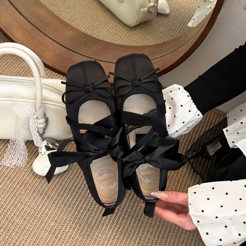 新作春快適レースアップバレエスクエアトゥローカットフラットシ - Women'S Shoes のレビューと価格