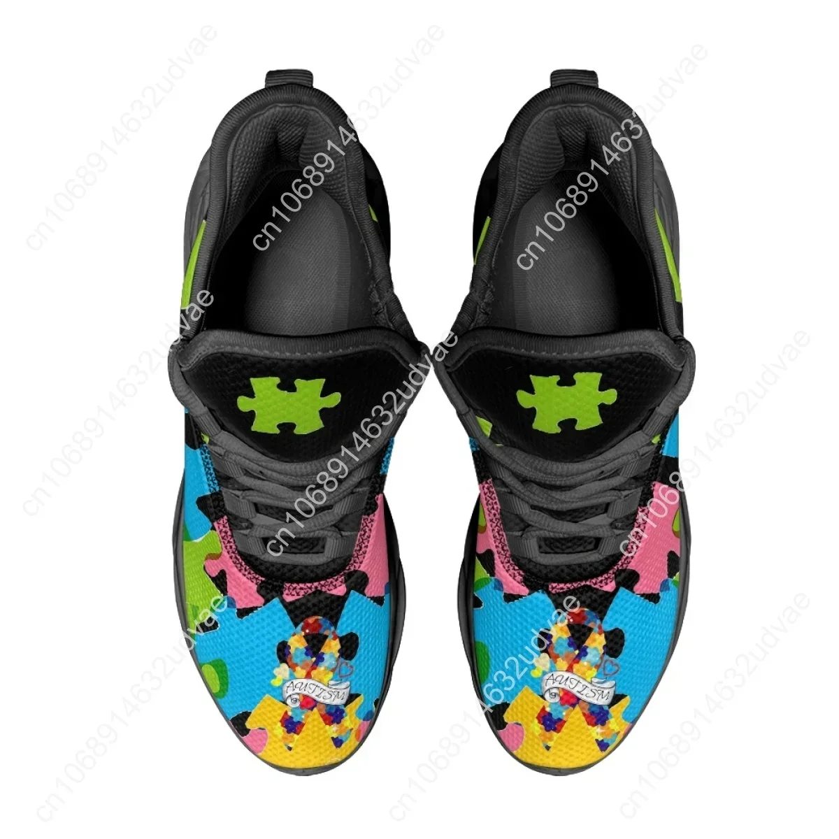 自閉症啓発スポーツランニングシューズカラーパズル耐久性のある - Running Shoes のレビューと価格