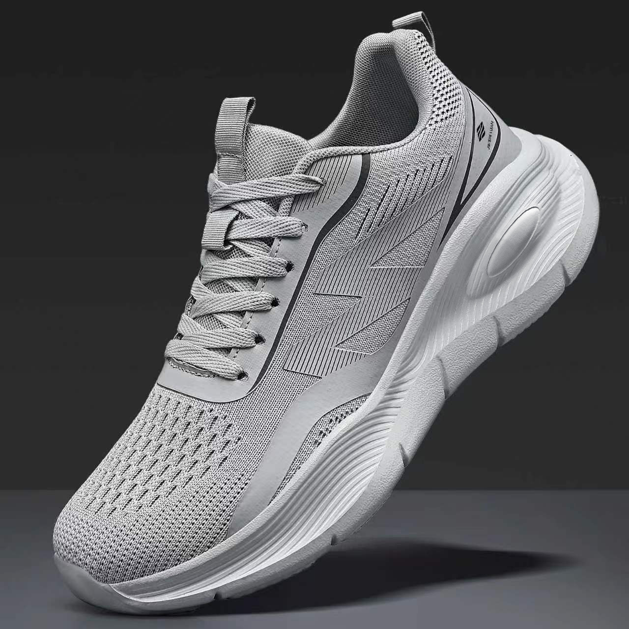 男性軽量メッシュスニーカー無地通気性衝撃吸収ノンスリップソフ - Shock Absorbing Gym Trainers のレビューと価格