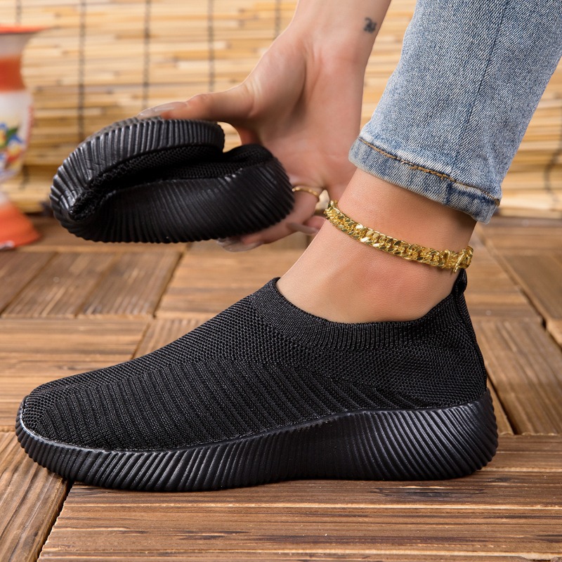 レディーススニーカー 通気性ニットメッシュ 快適フラットレー - Breathable Mesh Athletic Shoes のレビューと価格