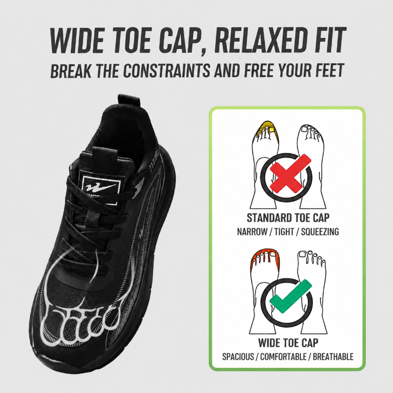 ダブルスター メンズ ワイドフィットスニーカー 幅広つま先  - Wide Toe Box Running Sneakers のレビューと価格