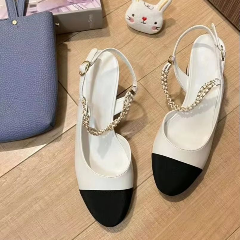レディース スリングバック パンプス ツートンカラー ブラッ - Sandals のレビューと価格