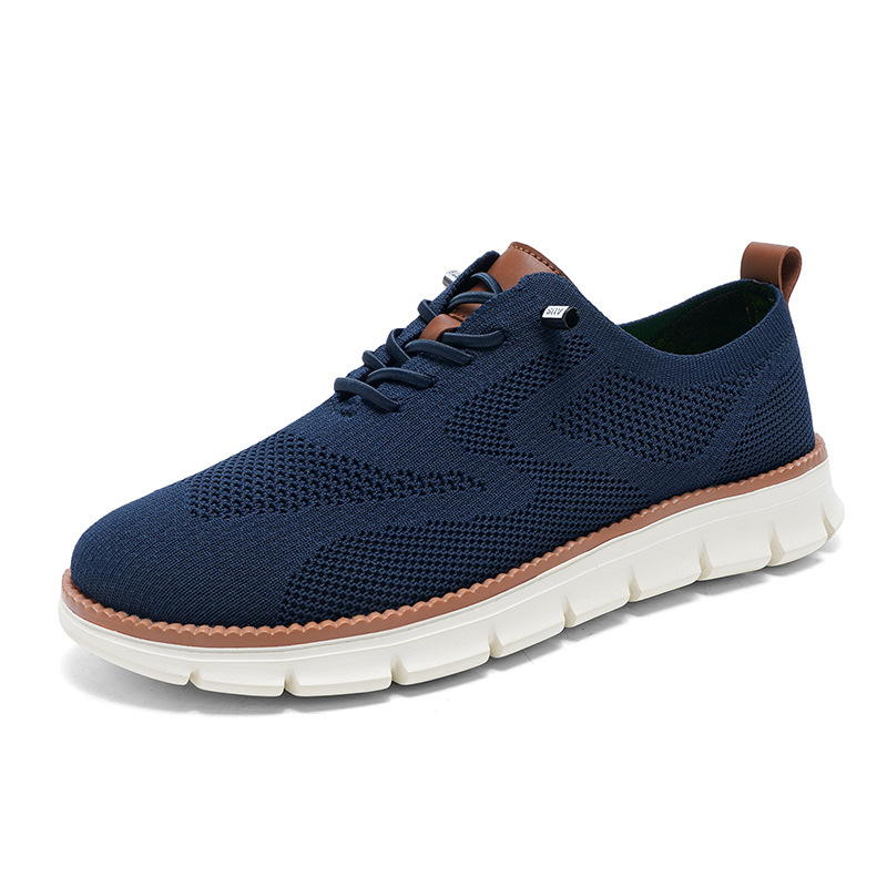 2026年新作 メンズ通気性ニットメッシュローファー 軽量レ - Knit Fabric Lace Up Sneakers のレビューと価格
