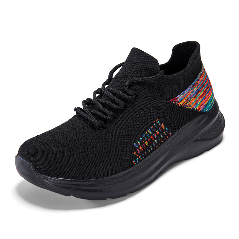 通気性のあるメッシュソックススニーカー、女性用レースアッププ - Knit Fabric Lace Up Sneakers のレビューと価格