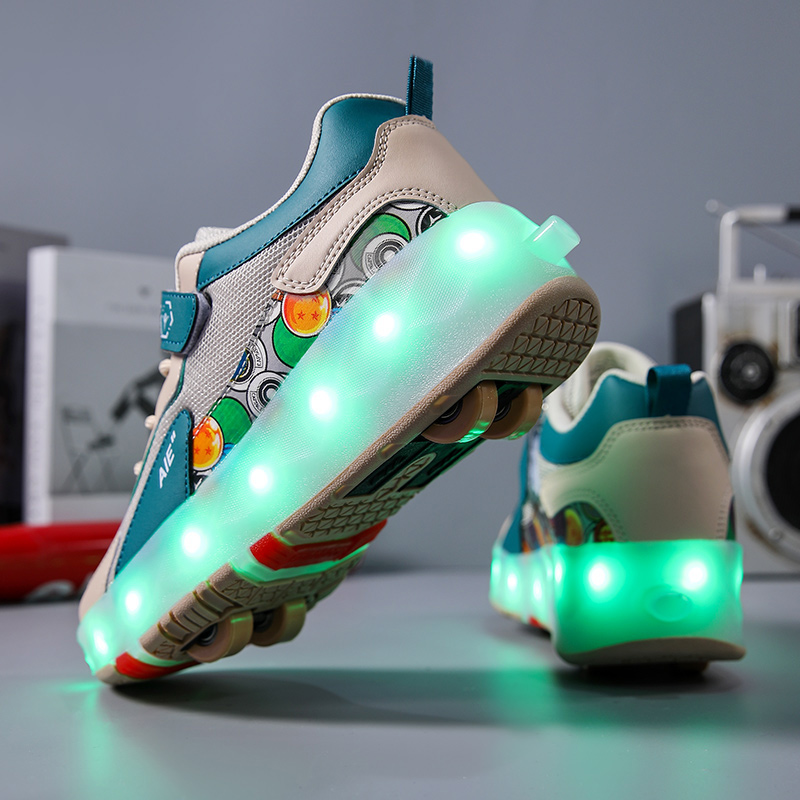4輪格納式LEDライト付きユースローラースケートシューズ、ラ - Running Shoes のレビューと価格