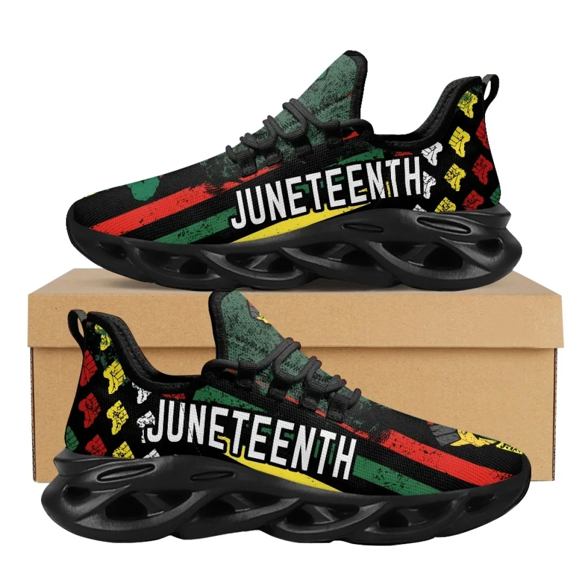 Juneteenth Peace and Love プリント - Breathable Mesh Athletic Shoes のレビューと価格