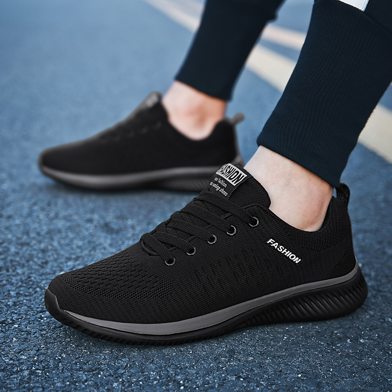 YRZL スポーツシューズ男性用靴スニーカー黒の靴カジュアル - Knit Fabric Lace Up Sneakers のレビューと価格